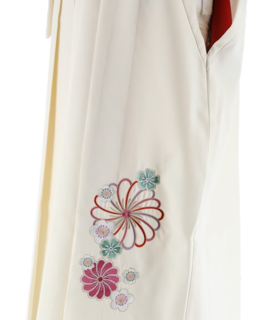 卒業式袴単品レンタル[刺繍]白色に花の刺繍[身長158-162cm]No.842